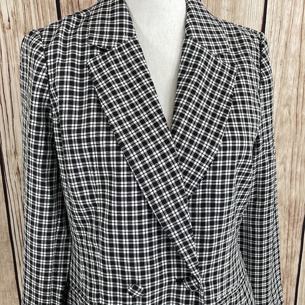 Doe & Rae Black and White Checkered Blazer Medium - Picture 2 of 10